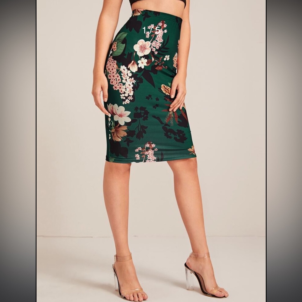 SHEIN Deep Emerald Pencil Skirt